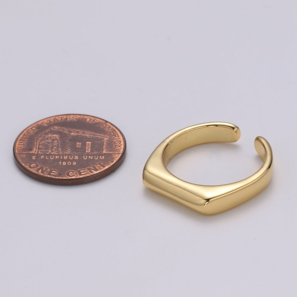 Dainty Signet ring - Square signet - Minimalist gold ring - Signet gold- Stack ring - Dainty Open ring - Size 6 gold ring - DLUXCA