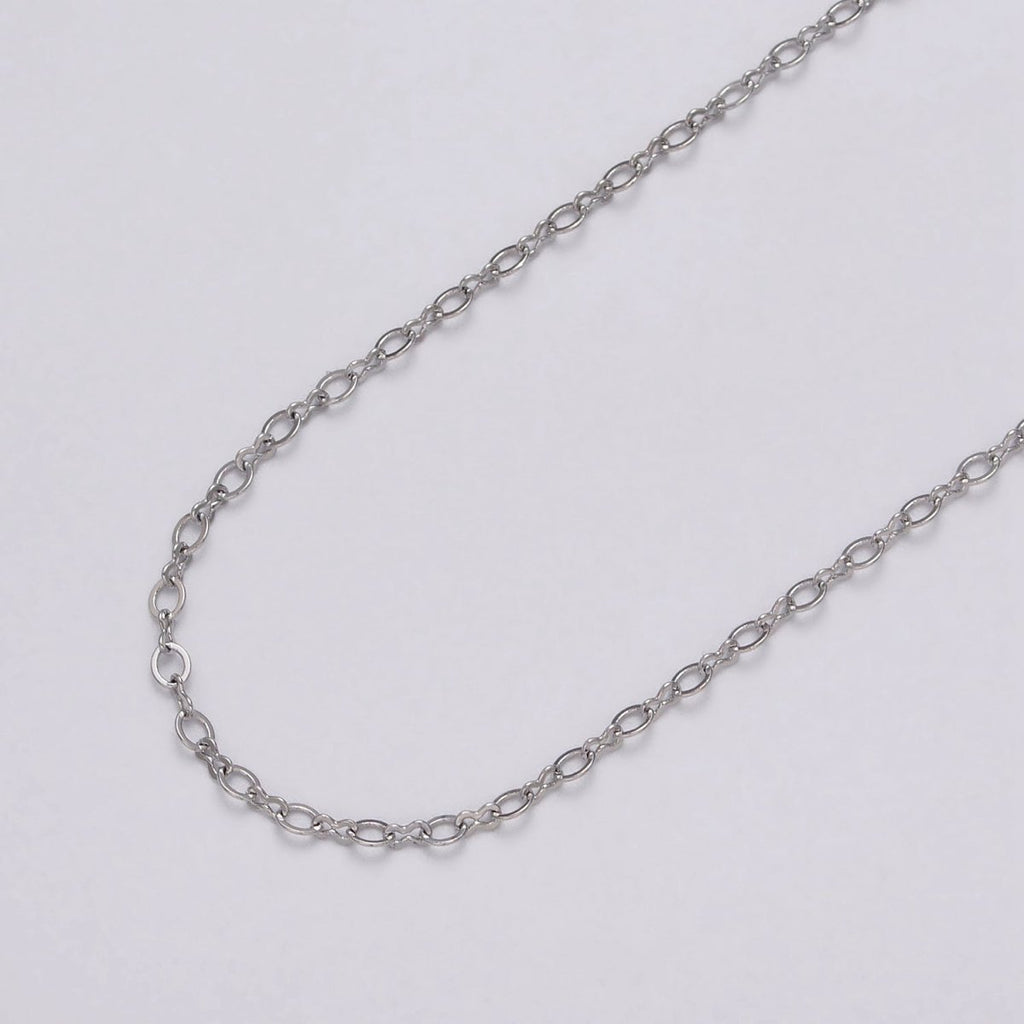 Dainty Silver 2mm Figure 8 Oval Cable Unfinished Dainty Chain, By The yard Wholesale Bulk Jewelry Chain for Making Supply | ROLL-1073 Clearance Pricing - DLUXCA