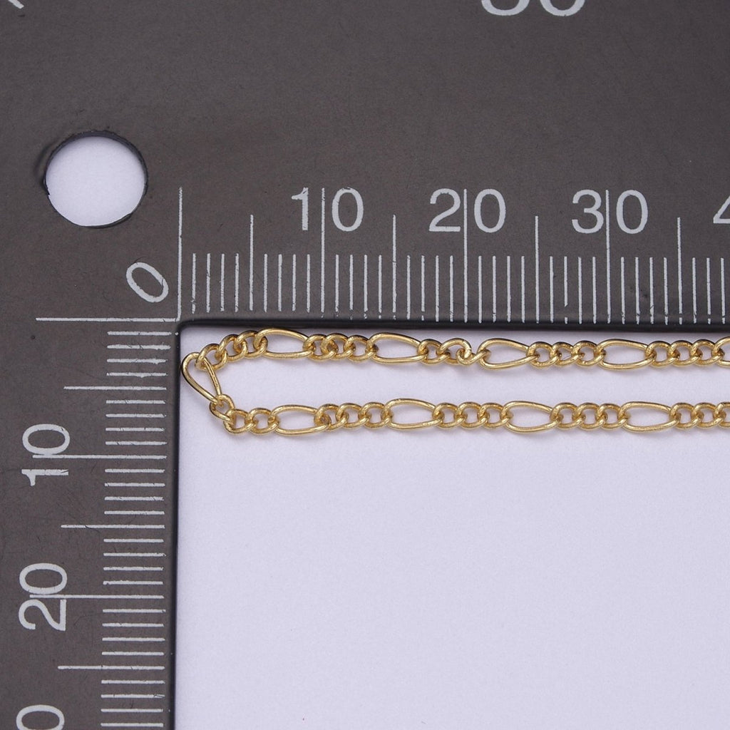 Dainty Silver Figaro long and short Chain by Yard Wholesale Bulk Unfinished Chain for Jewelry Making | ROLL-762 Clearance Pricing - DLUXCA