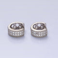 Dainty Silver Huggie Earring with Micro Pave Stone Lever Back Earring AB782 - DLUXCA