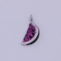 Dainty Silver Watermelon Charm Purple Fruit Bracelet Necklace Earring Anklet Charm in Micro Pave cz Cubic Jewelry, C-832 - DLUXCA