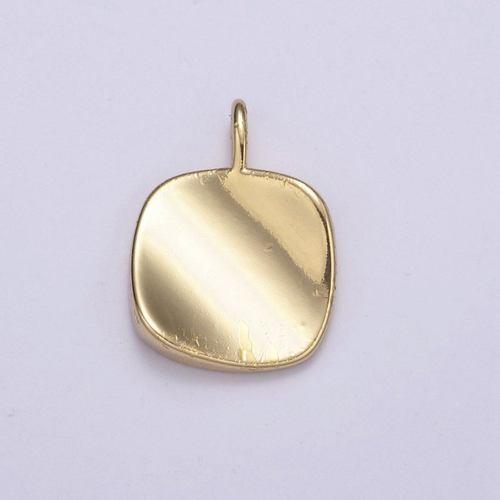 Dainty Small Square Charm for Necklace, Bracelet in 14k Gold plated Dangle Geometric Jewelry H-37 - DLUXCA
