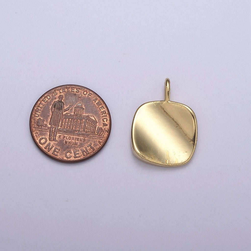 Dainty Small Square Charm for Necklace, Bracelet in 14k Gold plated Dangle Geometric Jewelry H-37 - DLUXCA