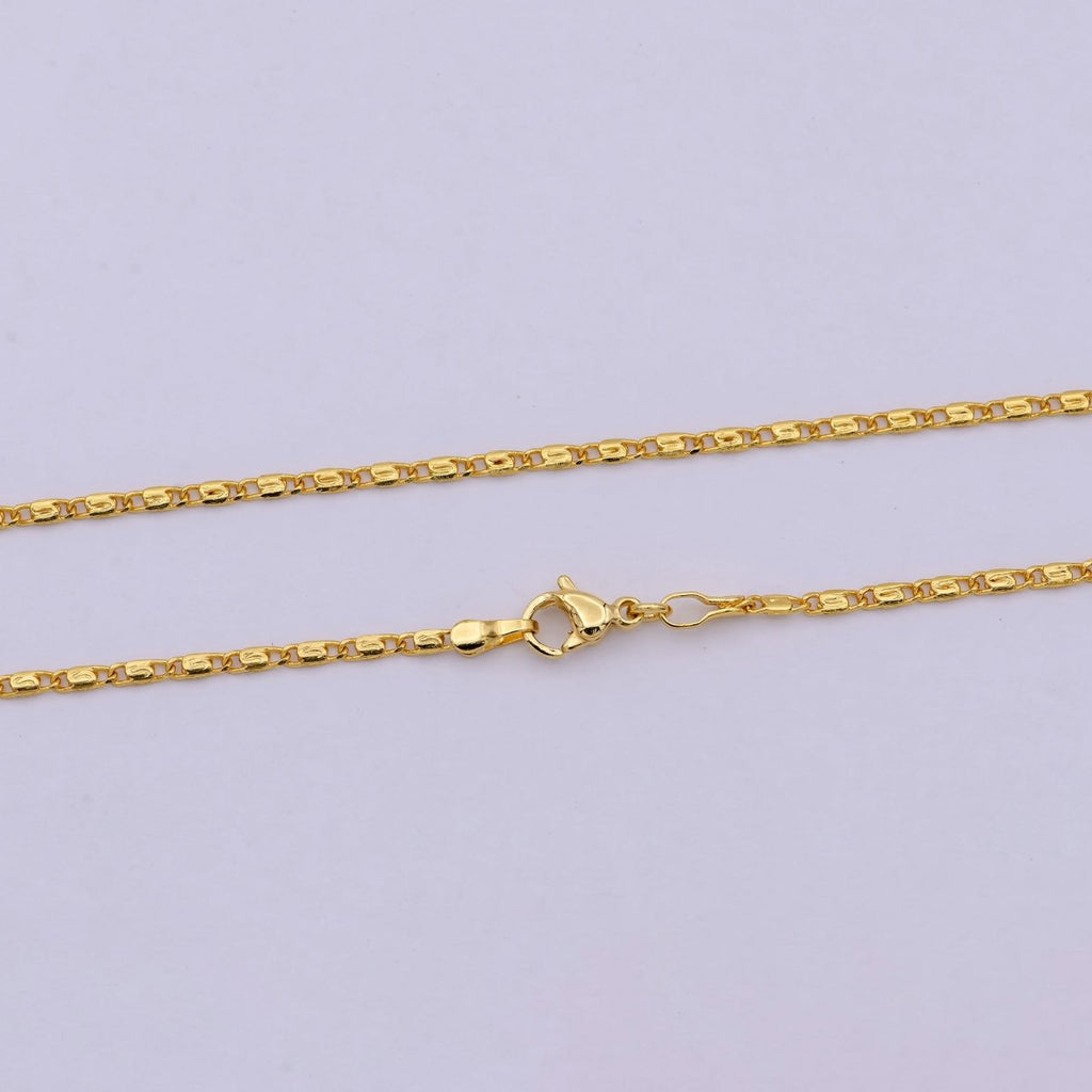 Dainty Snail Chain Necklace, Gold Scroll Chain, S Curb Chain, 24K Gold plated Necklace 18 inch long | WA-536 Clearance Pricing - DLUXCA