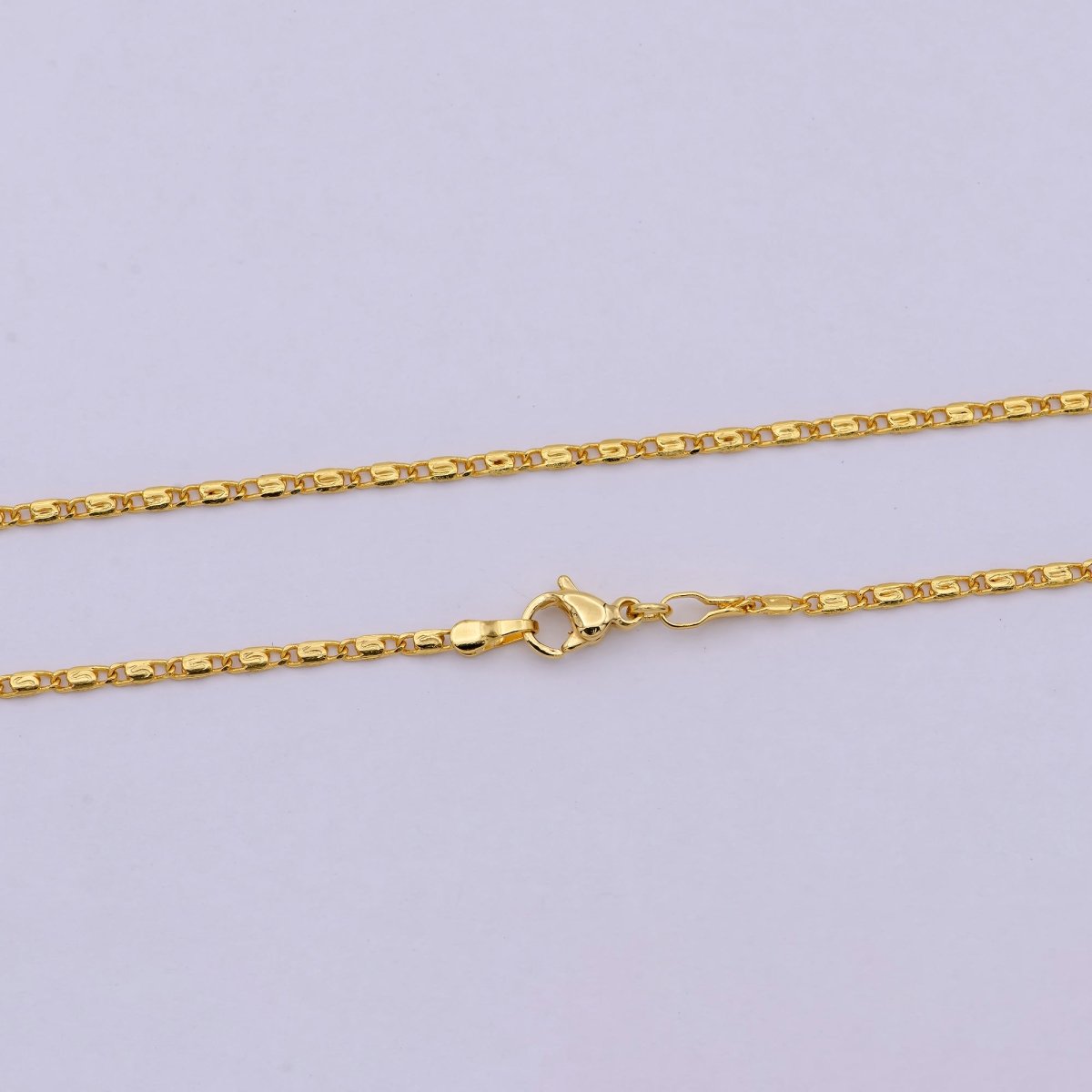 Dainty Snail Chain Necklace, Gold Scroll Chain, S Curb Chain, 24K Gold plated Necklace 18 inch long | WA-536 Clearance Pricing - DLUXCA