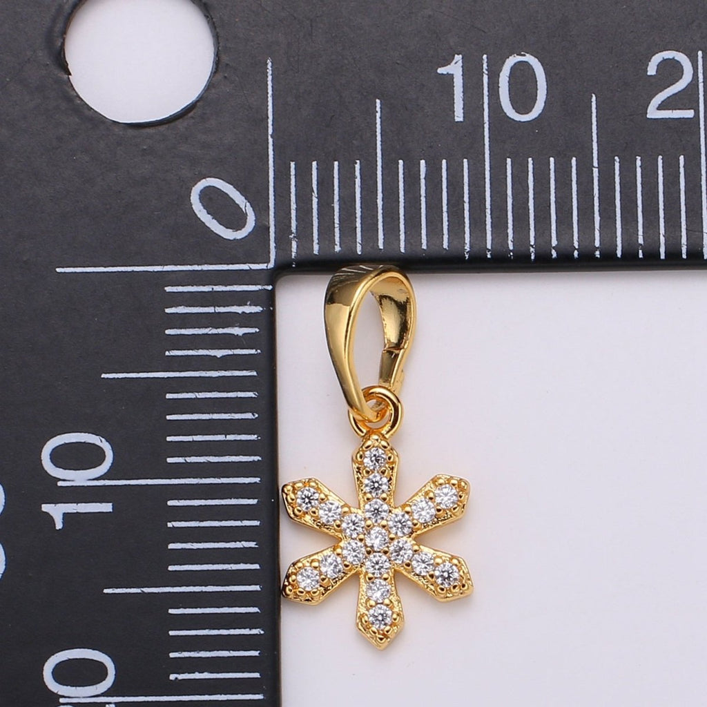 Dainty Snow Charm 24K Gold plated Micro Pave CZ Pendant H-062 - DLUXCA