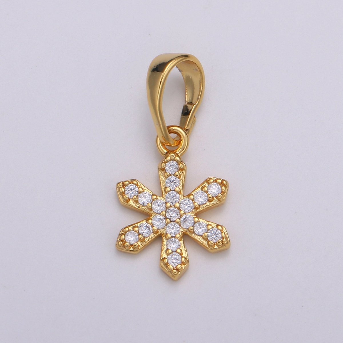 Dainty Snow Charm 24K Gold plated Micro Pave CZ Pendant H-062 - DLUXCA
