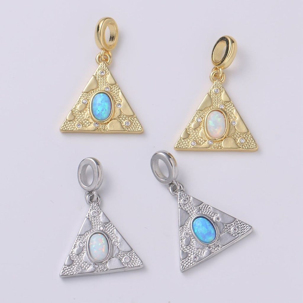 Dainty Solitaire Pendant Triangle Opal Charm for necklace Bracelet Earring component Geometric Charm Dangle for Jewelry Making Supply H-307 H-309 H-384 H-387