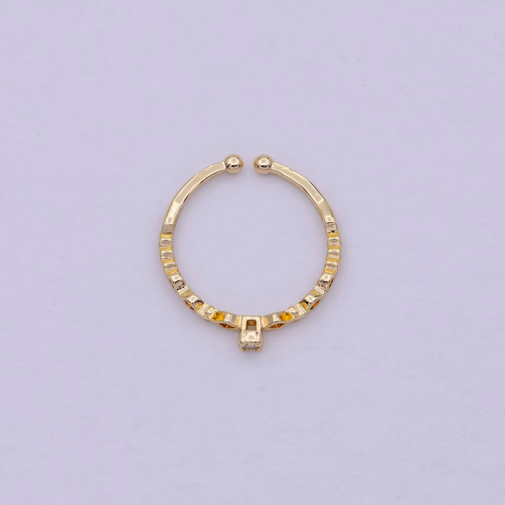 Dainty Solitaire Ring Open Adjustable Gold Ring Jewelry U-219 - DLUXCA
