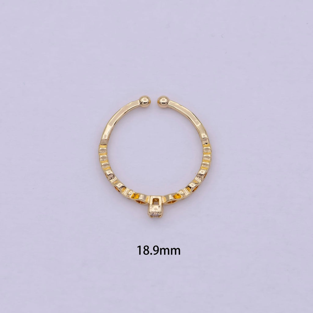 Dainty Solitaire Ring Open Adjustable Gold Ring Jewelry U-219 - DLUXCA