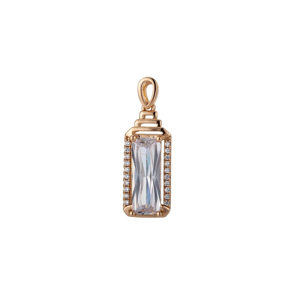 Dainty Square Diamond Geometric pendant in 18K Gold Fill Charm Micro Pave Pendant H-814 - DLUXCA