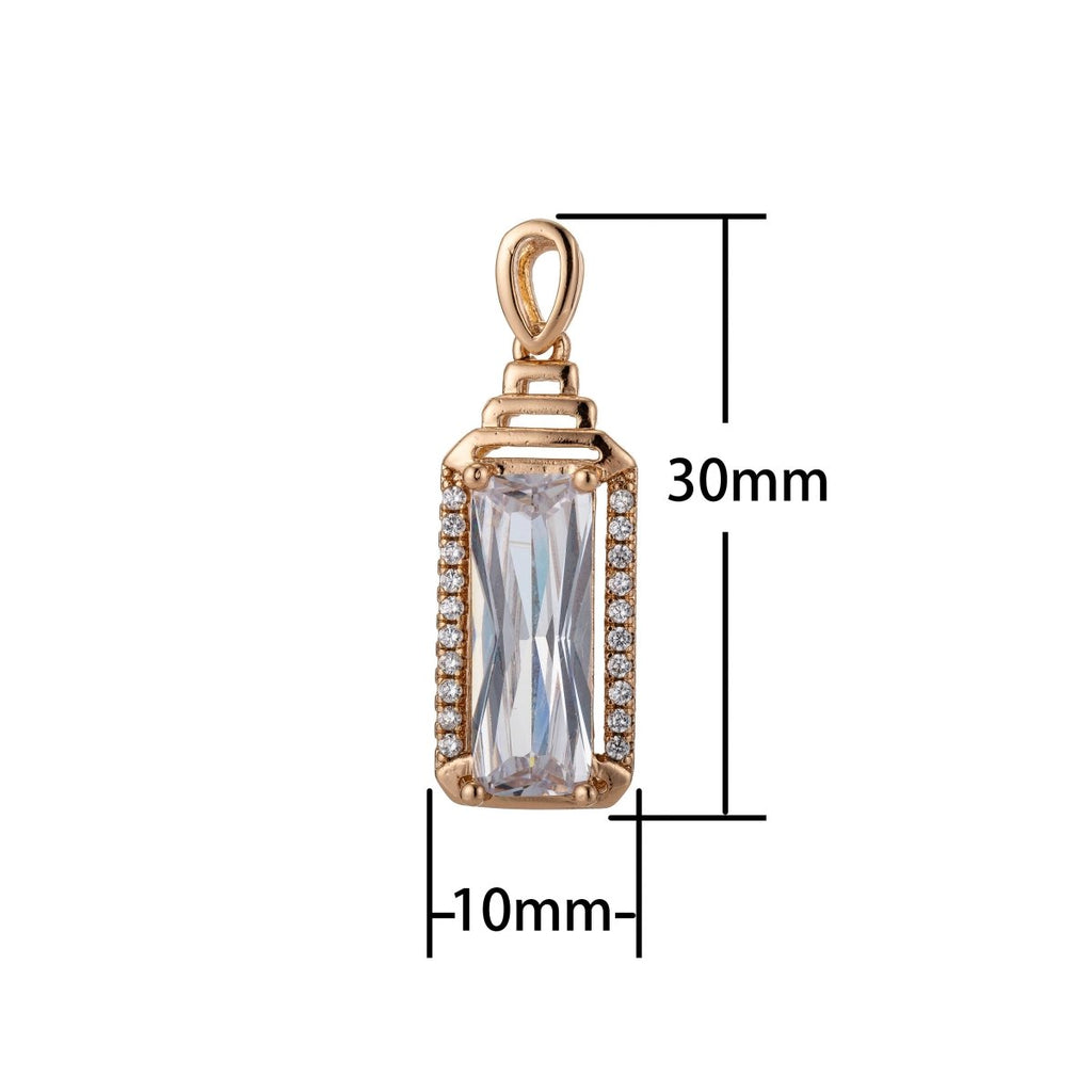 Dainty Square Diamond Geometric pendant in 18K Gold Fill Charm Micro Pave Pendant H-814 - DLUXCA