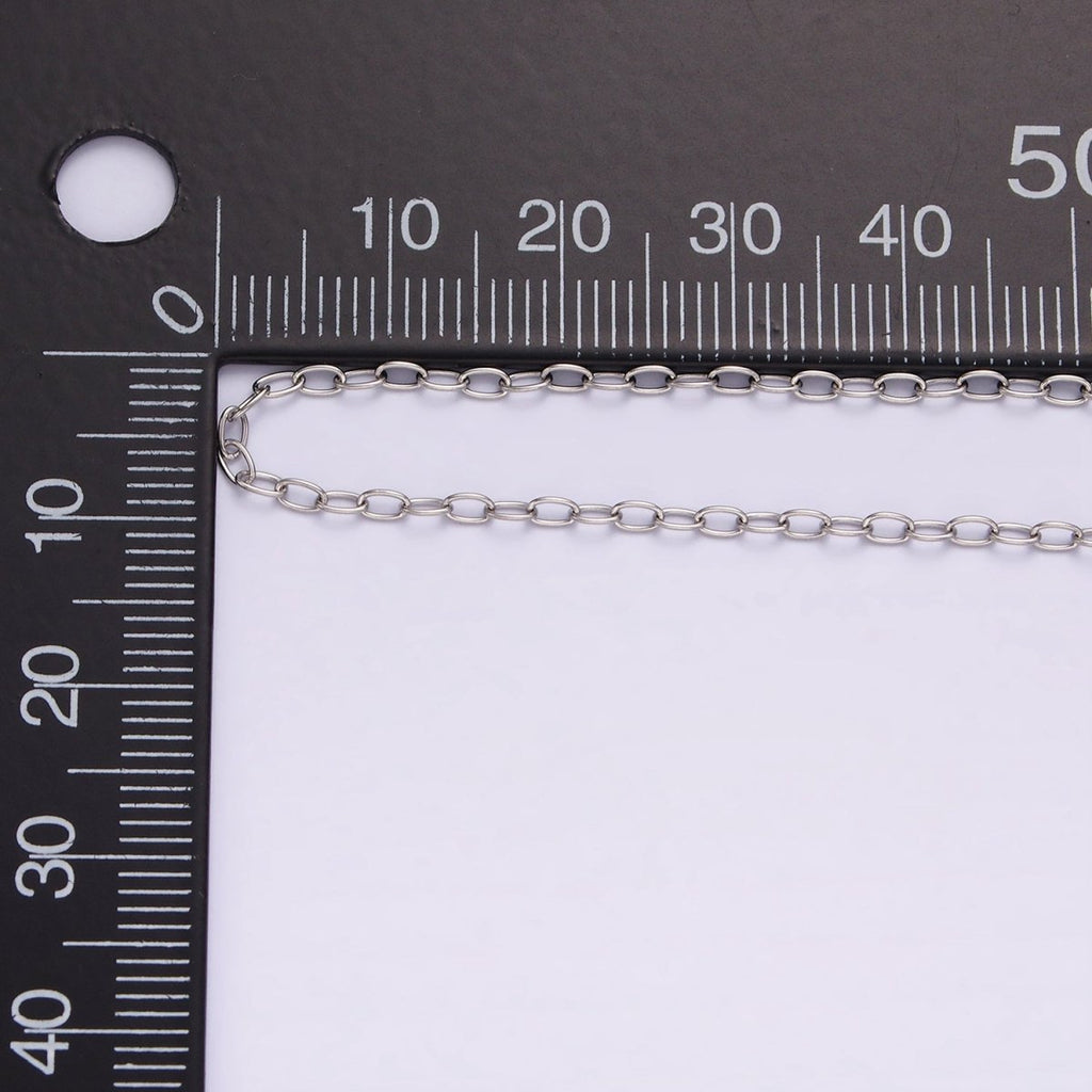 Dainty Stainless Steel 2mm Cable Chain 18 Inch Necklace in Silver | WA-2381 - DLUXCA