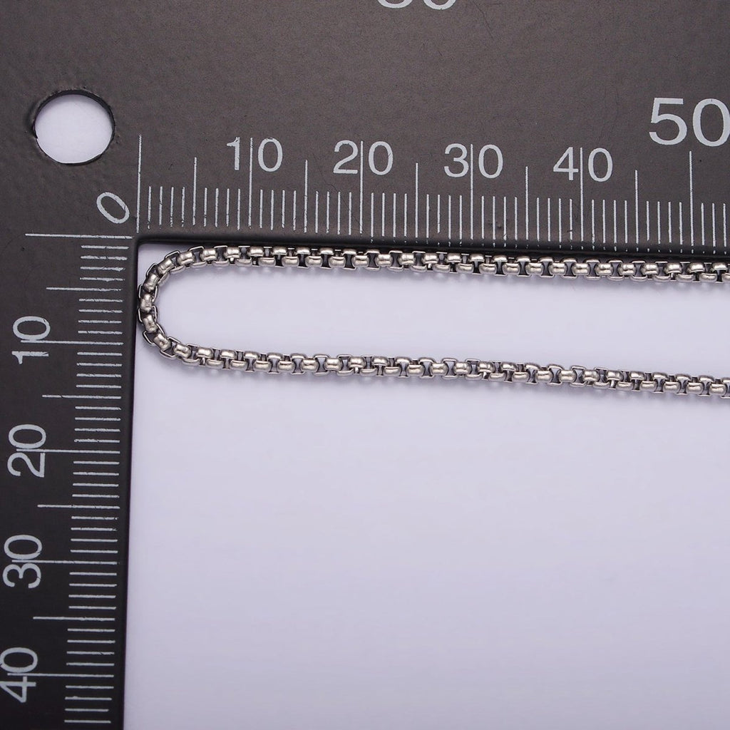 Dainty Stainless Steel Box Chain Necklace 19.5 inch in Silver | WA-2400 - DLUXCA
