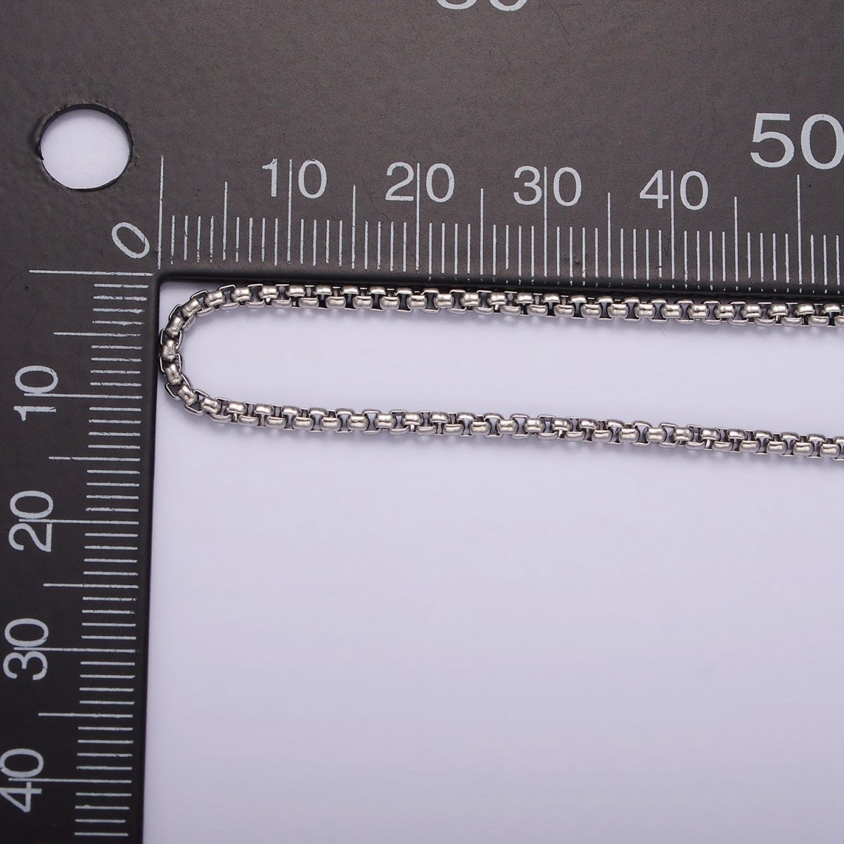 Dainty Stainless Steel Box Chain Necklace 19.5 inch in Silver | WA-2400 - DLUXCA