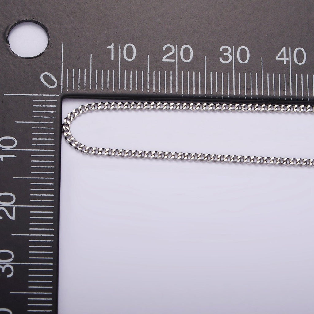Dainty Stainless Steel Curb Chain Necklace 20 inch in Silver | WA-2403 - DLUXCA