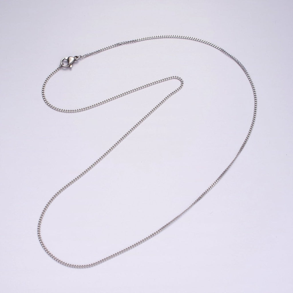 Dainty Stainless Steel Curb Chain Necklace 20 inch in Silver | WA-2403 - DLUXCA