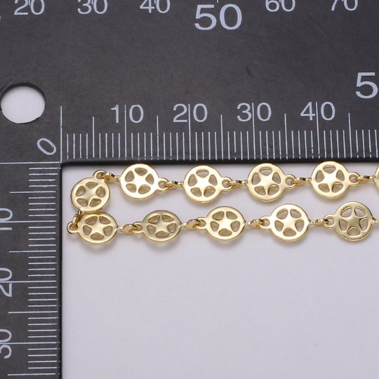 Dainty Star Geometric Chain by Yard Handmade chain, 5x12.8mm Gold cowboy Star Sheriff plated Chain for Necklace Bracelet 24K Gold plated | ROLL-459 Clearance Pricing - DLUXCA