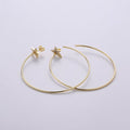 Dainty Star Hoop Earrings, Gold Vermeil Earrings Minimalist Earrings, Classic Thin Hoops, Thin, Lightweight Every day Earring for Gift Q-194 - DLUXCA