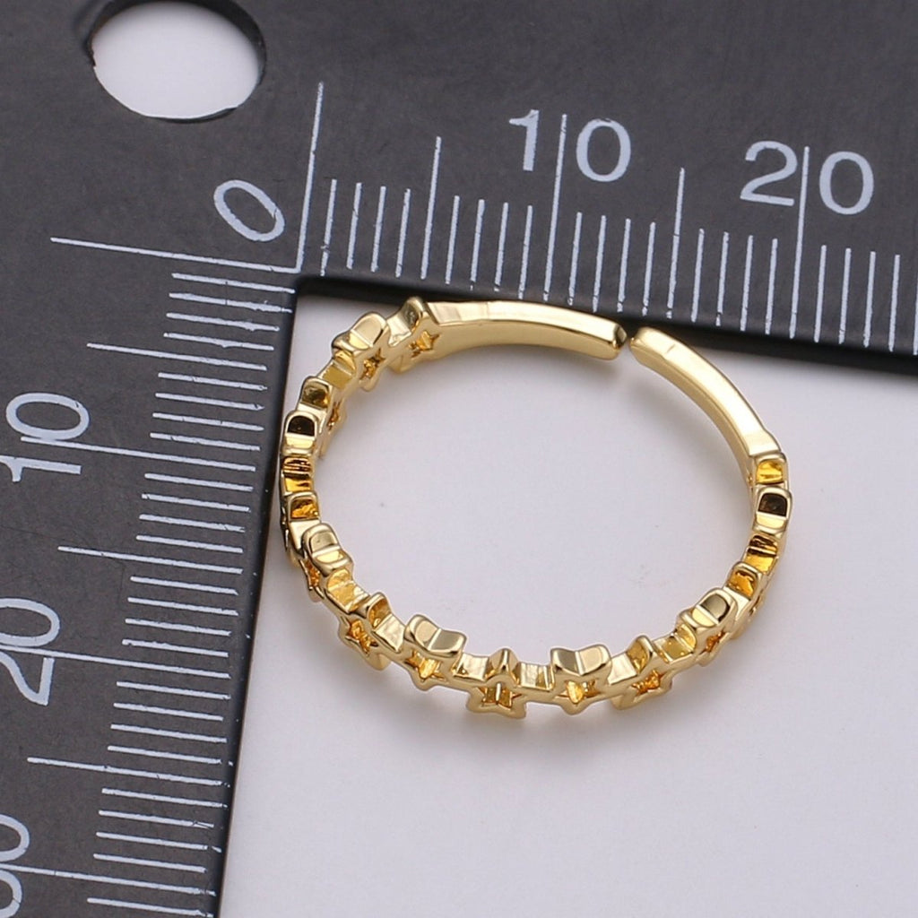Dainty Star Ring, Gold Minimalist Ring, Stacking Rings for Women, Simple Open Ring, 18k Gold plated Ring, Gift for Her R-154 - DLUXCA