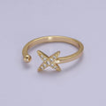 Dainty Star Ring - Minimalist Ring - Celestial Jewelry Stacking Rings Thin Gold plated Band Ring Open Adjustable Jewelry S-518 - DLUXCA