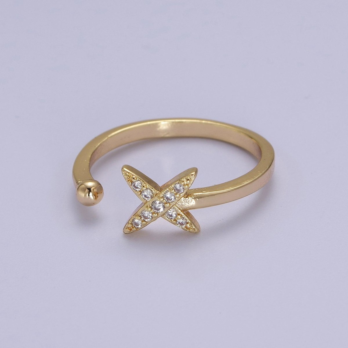 Dainty Star Ring - Minimalist Ring - Celestial Jewelry Stacking Rings Thin Gold plated Band Ring Open Adjustable Jewelry S-518 - DLUXCA