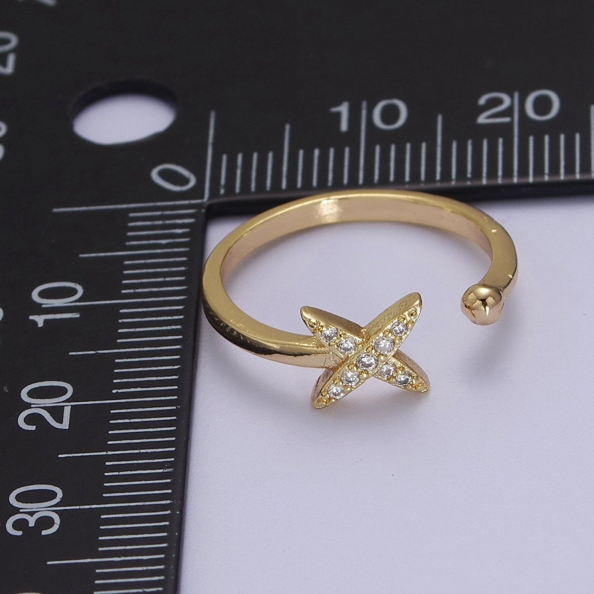 Dainty Star Ring - Minimalist Ring - Celestial Jewelry Stacking Rings Thin Gold plated Band Ring Open Adjustable Jewelry S-518 - DLUXCA
