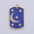 Dainty STARBURST Tag Pendant- 14k Gold Fill CZ North Star Charm, Enamel Dog Tag, Celestial Pendant, Micro Pave Charm D-300 - D-303