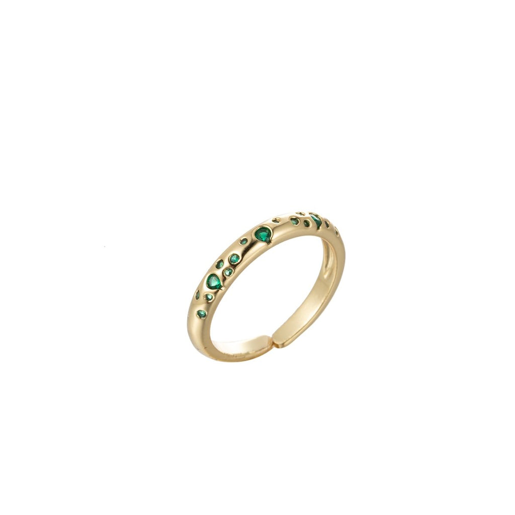 Dainty Stardust Ring Open Adjustable Ring Cubic Zirconia Galaxy Pink/Teal/Blue/Green Cz Pave O-902~O-905 - DLUXCA