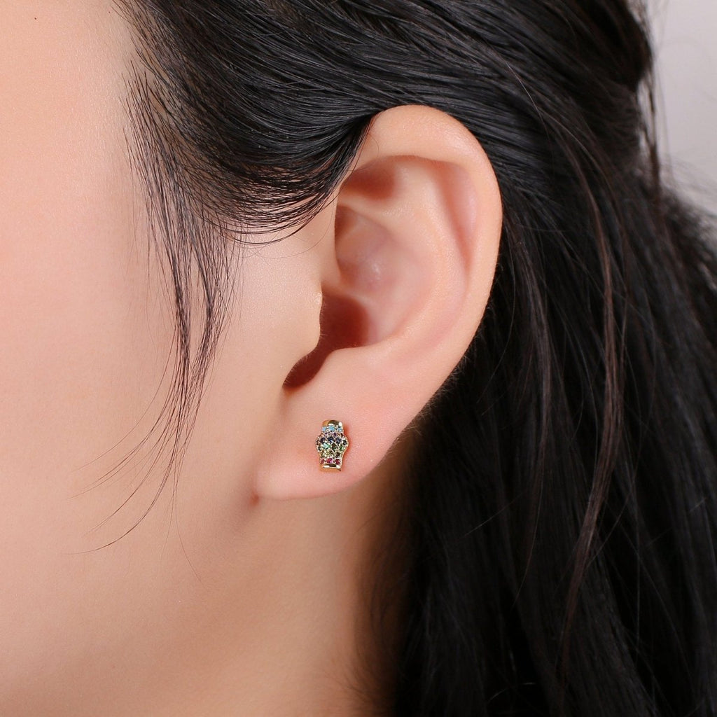 Dainty Stud EARING 1 pair Lampion Earring Gold Micro Pave Earring for Jewelry Christmas Gift Idea Q-267 - DLUXCA