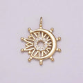 Dainty Sun and Moon Charm, Celestial Sunshine Charm, Crescent Moon, Sunray Pendant E-612 - DLUXCA