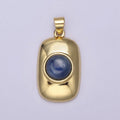 Dainty Tag Charm with Blue Tiger Eye Gemstone Beads For Necklace Pendant H-629 - DLUXCA