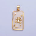 Dainty Tag Teddy Bear in the Space with Crescent Moon star Pendant I-306 - DLUXCA