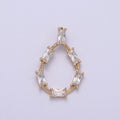 Dainty Tear Drop Baguette Cz Charm Teardrop Geometry Pendant for minimalist jewelry N-273 - DLUXCA