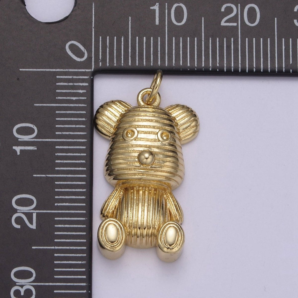 Dainty Teddy Bear Pendant in 14k Gold plated Charm for Kids Jewelry W-190 - DLUXCA
