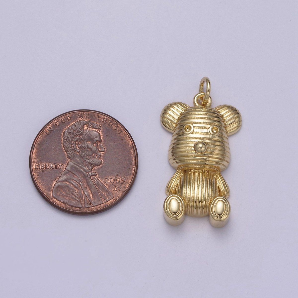 Dainty Teddy Bear Pendant in 14k Gold plated Charm for Kids Jewelry W-190 - DLUXCA