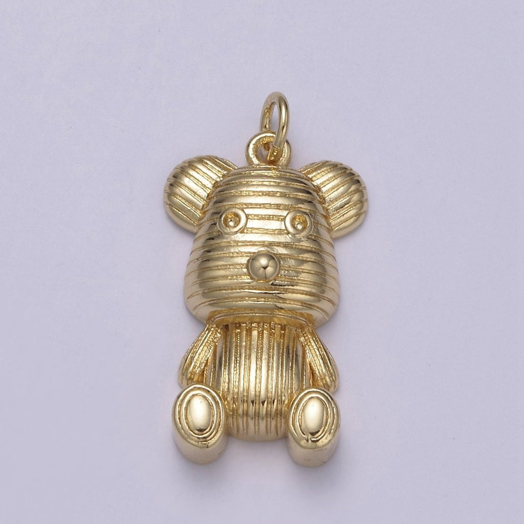 Dainty Teddy Bear Pendant in 14k Gold plated Charm for Kids Jewelry W-190 - DLUXCA