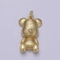 Dainty Teddy Bear Pendant in 14k Gold plated Charm for Kids Jewelry W-190 - DLUXCA