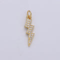 Dainty Thunder Bold Gold plated Charm with CZ Crystal - D-277 - DLUXCA