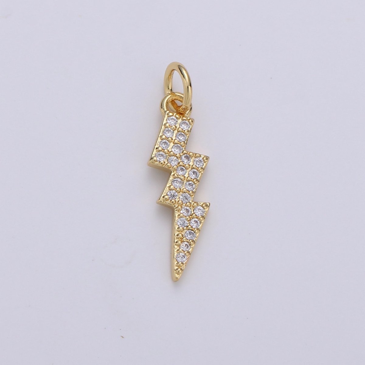 Dainty Thunder Bold Gold plated Charm with CZ Crystal - D-277 - DLUXCA