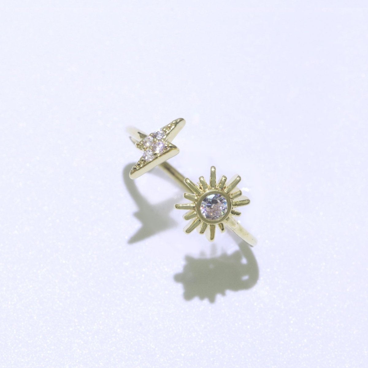 Dainty Thunder Sun Ring Open Adjustable Ring Gold plated Celestial Jewelry O-493 - DLUXCA