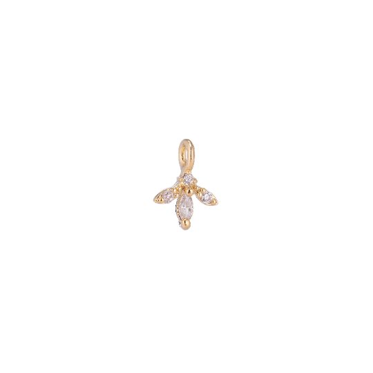 Dainty Tiny Marquise Pave CZ Small Drop Cubic Zirconia 18k Gold plated Pendant Charm for jewelry making supply C-162 - DLUXCA