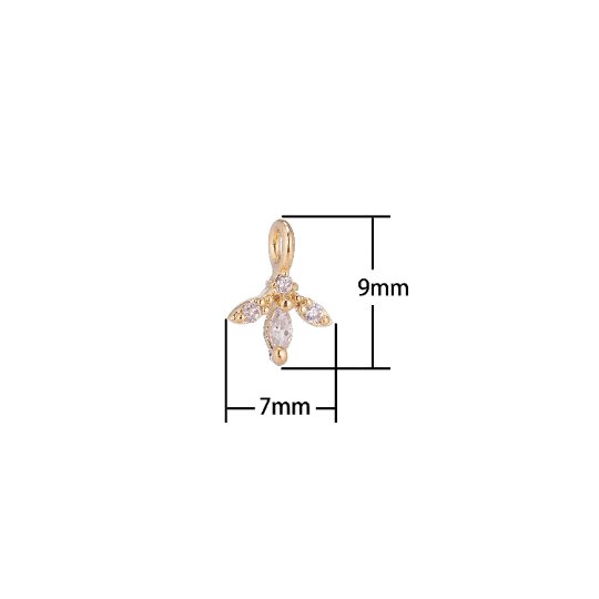 Dainty Tiny Marquise Pave CZ Small Drop Cubic Zirconia 18k Gold plated Pendant Charm for jewelry making supply C-162 - DLUXCA