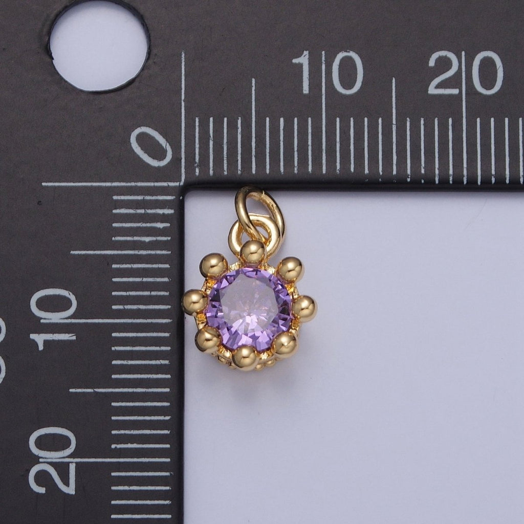 Dainty Tiny Round Cubic Zirconia Charm For Jewelry Making, X-060-X-064 - DLUXCA