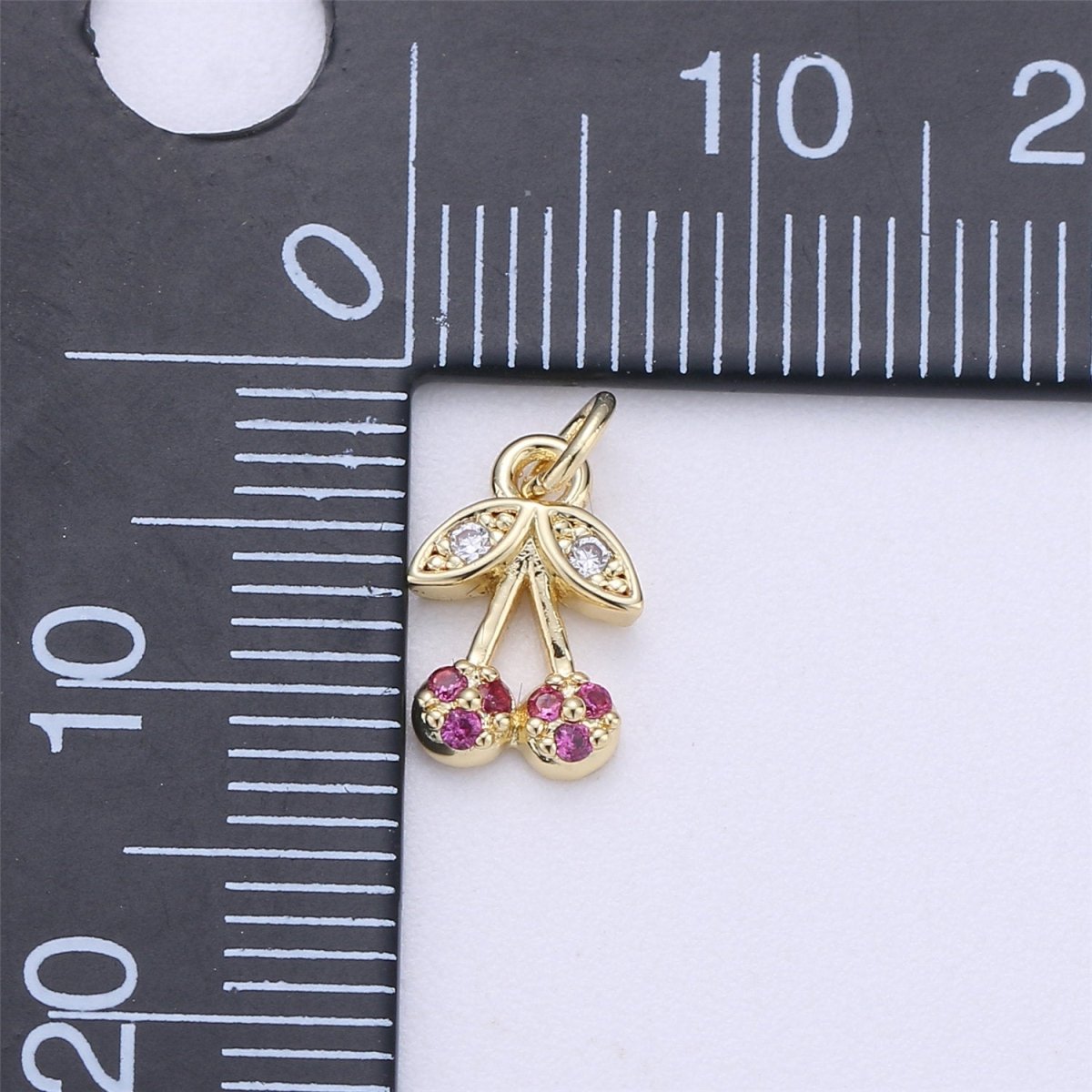 Dainty Tiny Teeny Delicate Red Cherry Charm in 18k Gold plated for Necklace Pendant, Earring Bracelet Charm Gift DIY Jewelry Making SuppliesC-245