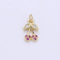 Dainty Tiny Teeny Delicate Red Cherry Charm in 18k Gold plated for Necklace Pendant, Earring Bracelet Charm Gift DIY Jewelry Making SuppliesC-245