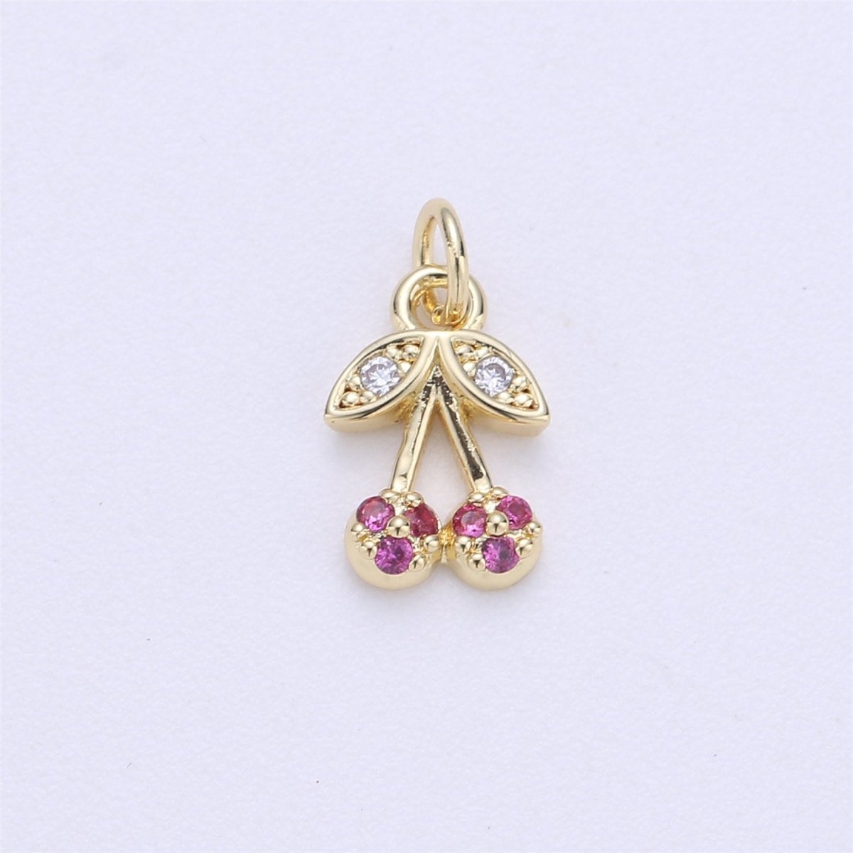 Dainty Tiny Teeny Delicate Red Cherry Charm in 18k Gold plated for Necklace Pendant, Earring Bracelet Charm Gift DIY Jewelry Making SuppliesC-245