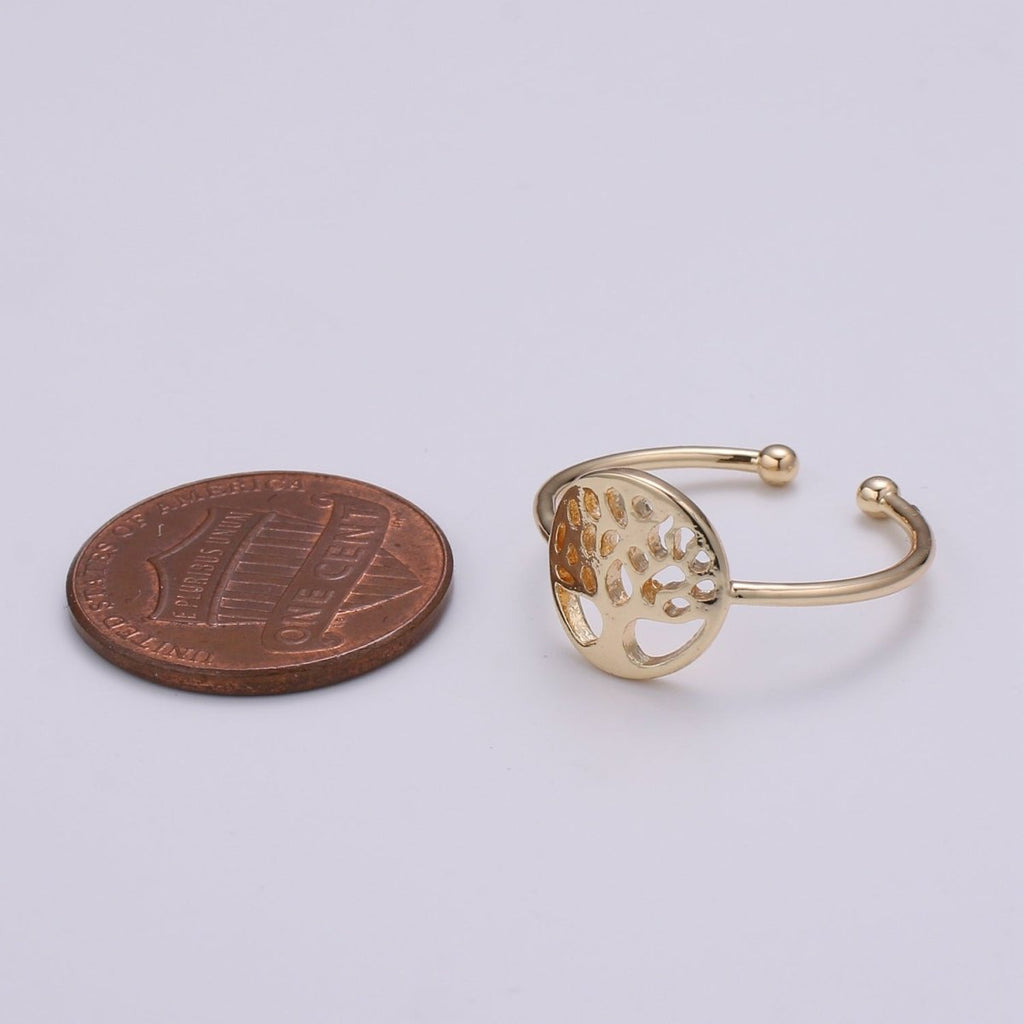 Dainty Tree Of Life Ring, Gold Tree Ring Bridesmaid Gift, Open Adjustable Ring, Stackable Ring, Midi Ring, Filigree Ring, Popular Ring R-247 - DLUXCA