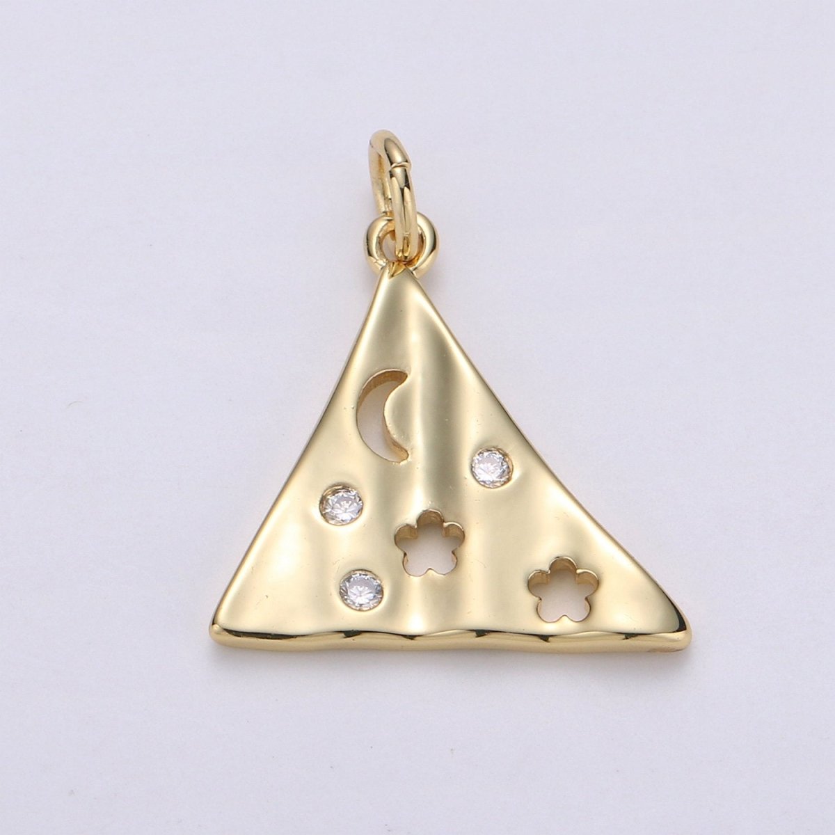 Dainty Triangle Charm Jewelry Gold Crescent Moon and star Charm Jewelry Making Supply 24K Gold plated Findings Charm Star JewelryC-561 - DLUXCA