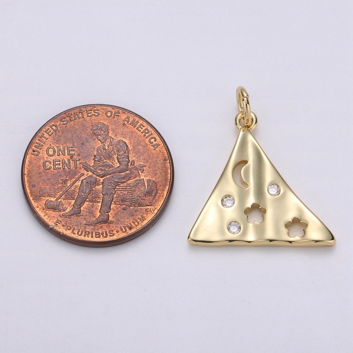 Dainty Triangle Charm Jewelry Gold Crescent Moon and star Charm Jewelry Making Supply 24K Gold plated Findings Charm Star JewelryC-561 - DLUXCA